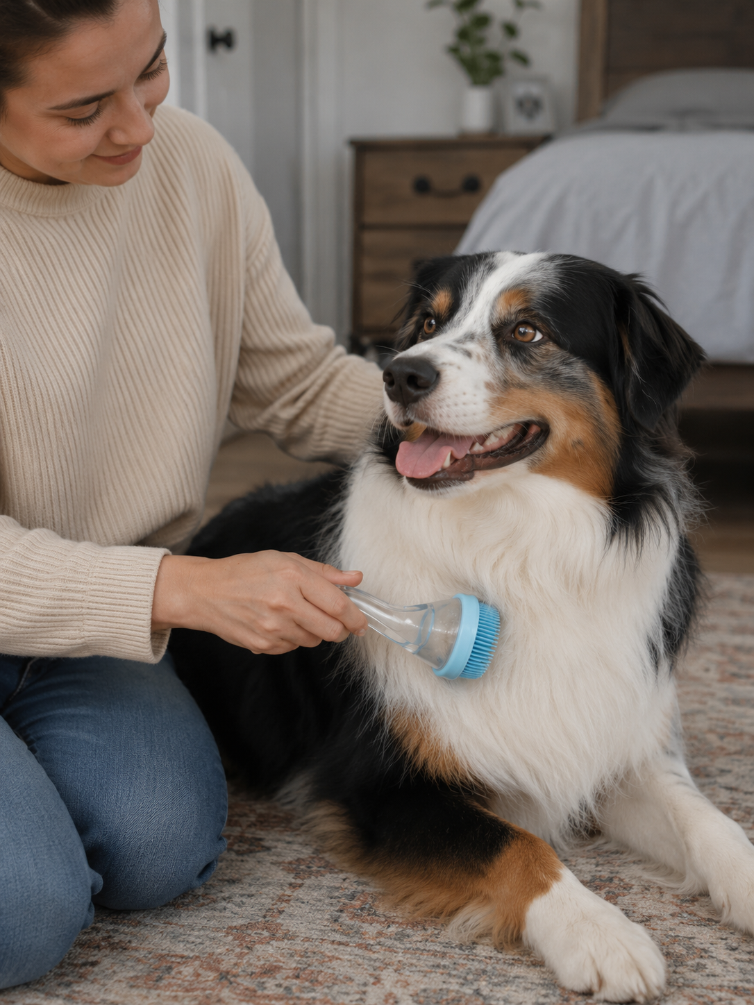 Dog Bath Brush, 2 in 1 Pet Grooming Bath Massage Brush