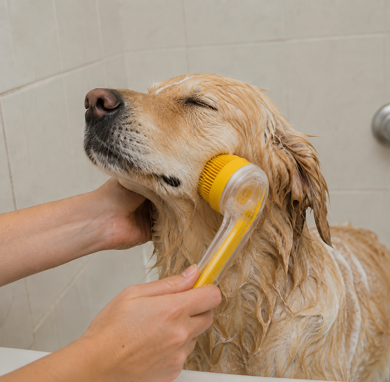 Dog Bath Brush, 2 in 1 Pet Grooming Bath Massage Brush